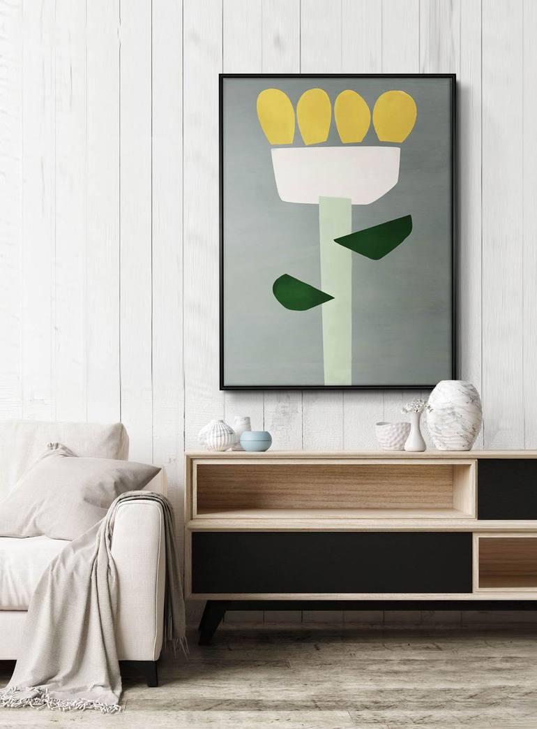 Original Art Deco Floral Painting by Daniel Bautista