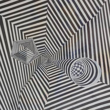 Original Op Art Abstract Drawing by Cyprian Holownia