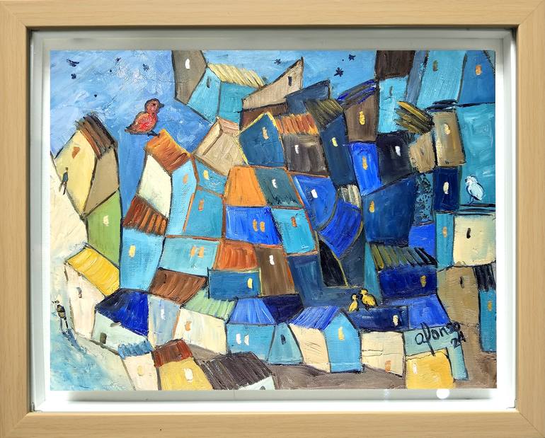 Original Abstract Expressionism Architecture Painting by Andrea Alonso Salinas