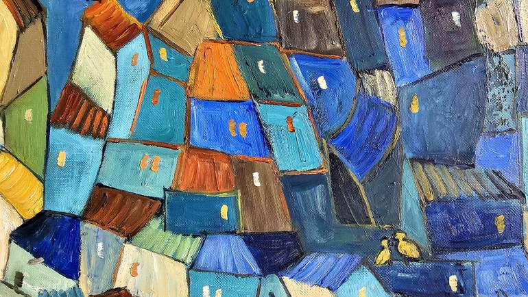 Original Abstract Expressionism Architecture Painting by Andrea Alonso Salinas