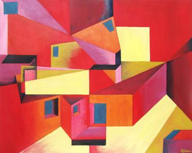 Original Cubism Abstract Paintings by Andrea Alonso Salinas