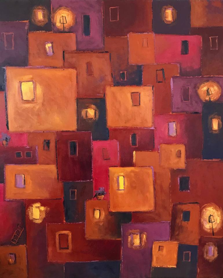 Original Abstract Expressionism Places Painting by Andrea Alonso Salinas