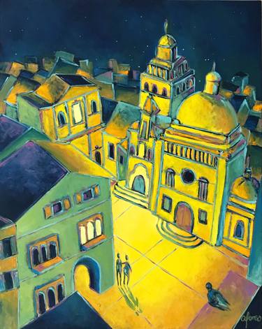 Original Figurative Cities Paintings by Andrea Alonso Salinas
