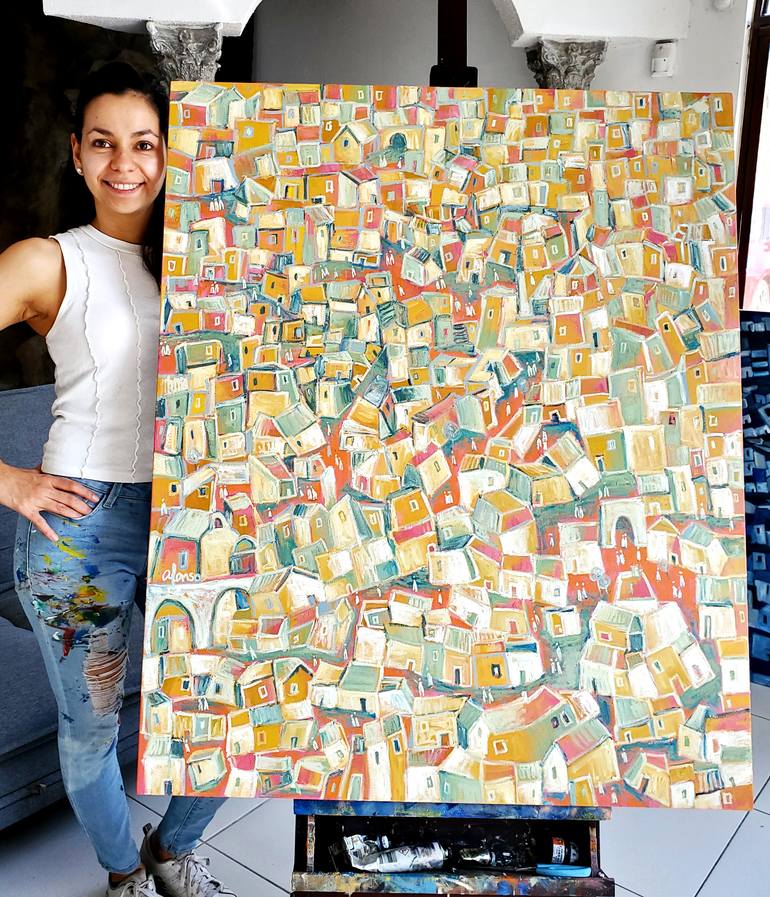 Original Abstract Expressionism Patterns Painting by Andrea Alonso Salinas
