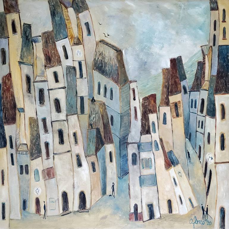 Original Abstract Expressionism Architecture Painting by Andrea Alonso Salinas