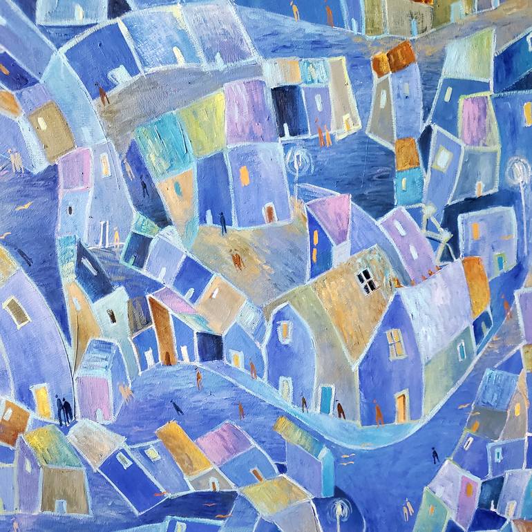 Original Abstract Expressionism Cities Painting by Andrea Alonso Salinas