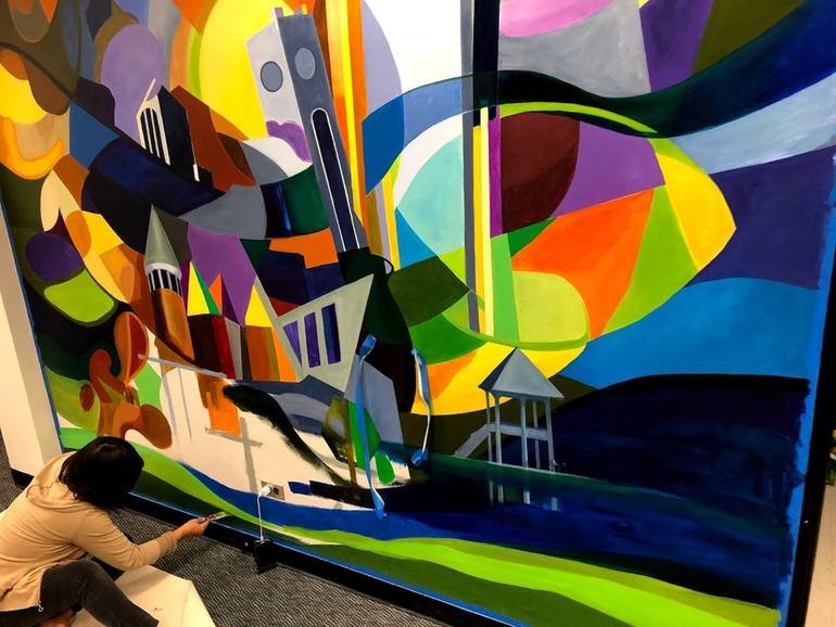 Mural the city of Elgin Painting by Kim C Massey Saatchi Art