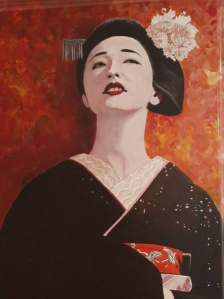 Geisha in a black kimono [ PART 4 OF GEISHA SERIES 4/13 ] Art Print