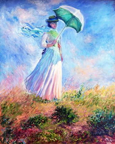 Woman with an umbrella by Claude Monet. Reproduction thumb