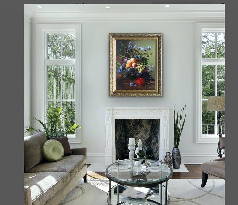 Original Art Deco Floral Painting by Olga Begisheva K