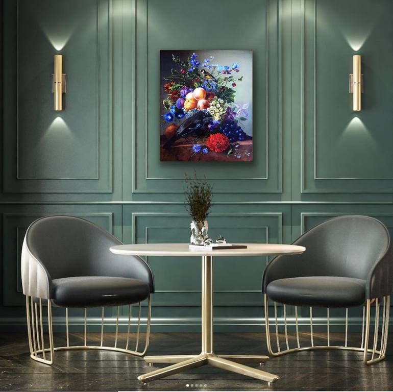 Original Art Deco Floral Painting by Olga Begisheva K