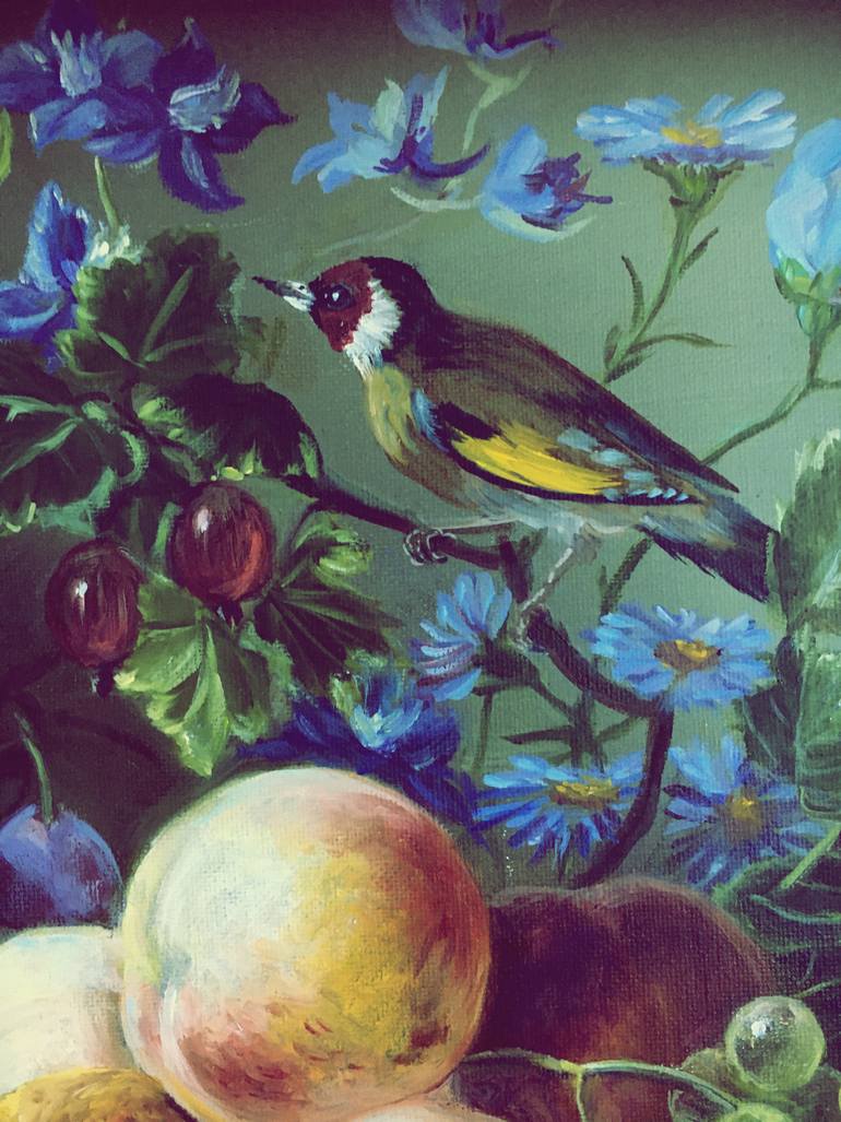 Original Art Deco Floral Painting by Olga Begisheva K