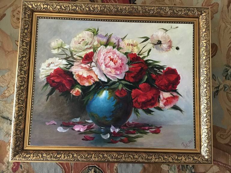 Original Art Deco Floral Painting by Olga Begisheva K