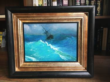 Ship in the stormy sea by I. Aivazovsky Free Reproduction thumb