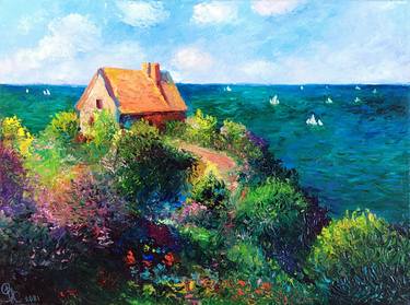 Fisherman's Cottage on the Cliffs at Varengeville by Claude Monet thumb