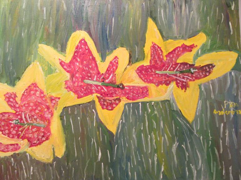 Red and Yellow Flowers Painting by Pamela Ruggiero | Saatchi Art