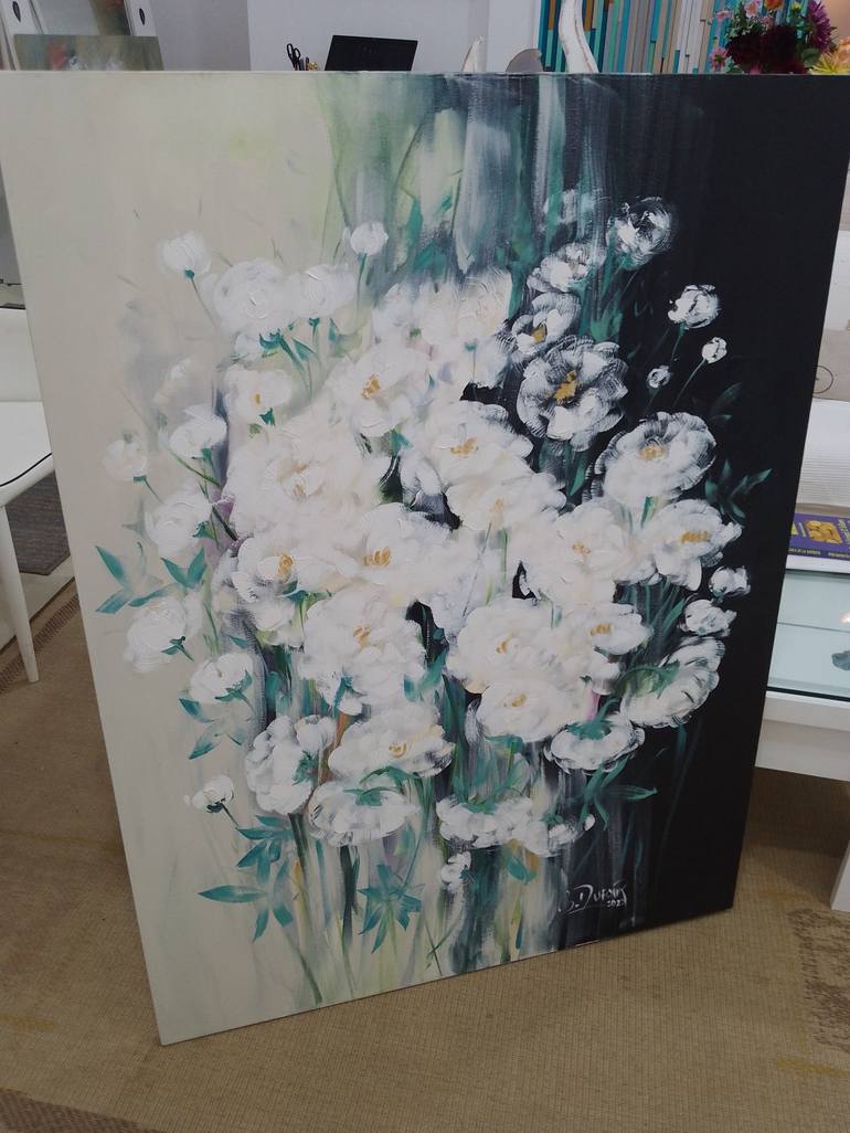 Original Abstract Floral Painting by BEATRIZ DUFOUR