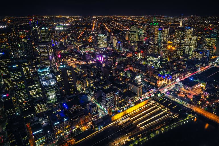 Melbourne Lights At Night Photography By Luke David Saatchi Art