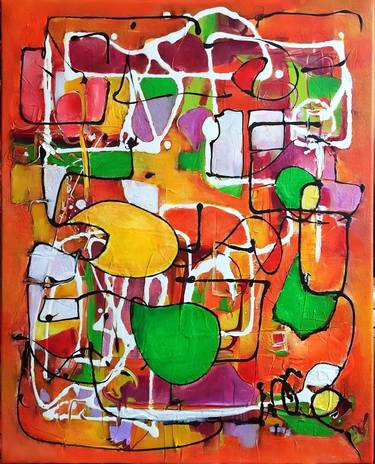 Original Cubism Abstract Paintings by Selda Bergman