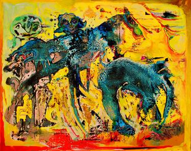 Original Abstract Expressionism Animal Paintings by Janusz Mulak