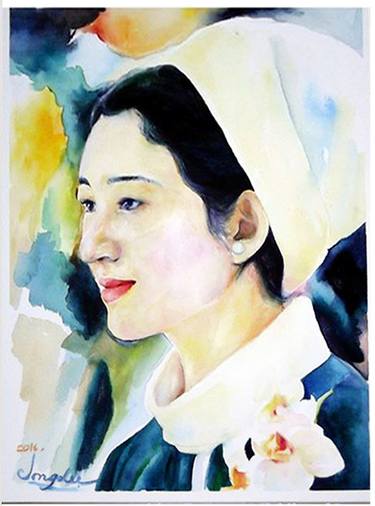 Print of Art Deco Portrait Paintings by Jongdee Thongkam