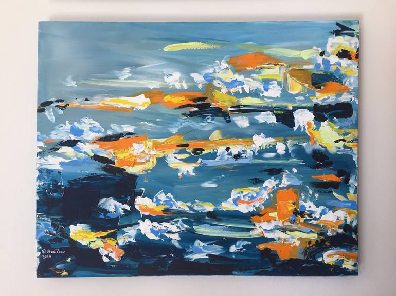 Original Expressionism Seascape Painting by Sister Zozo Artist