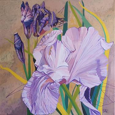 Irises Flower Painting thumb