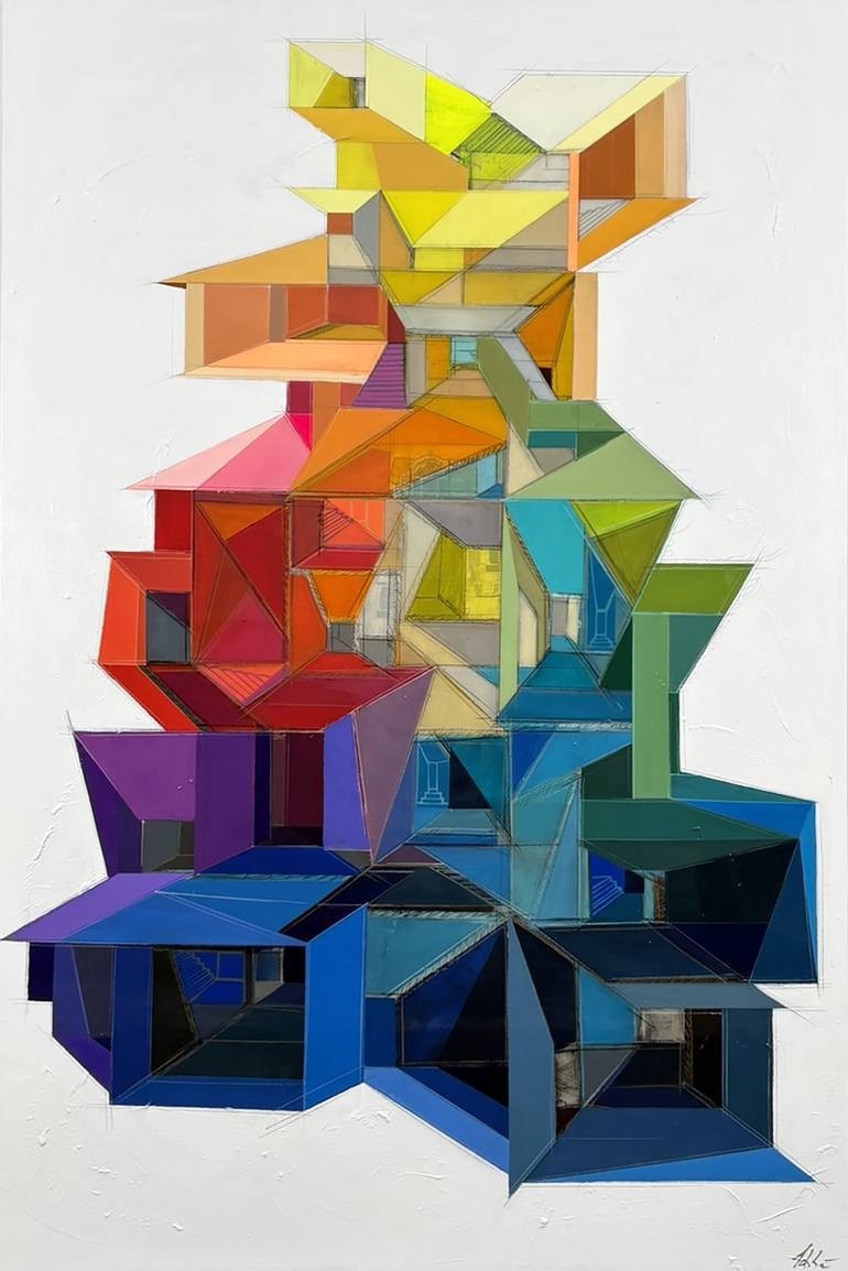Original Abstract Architecture Painting by Annie Labbe