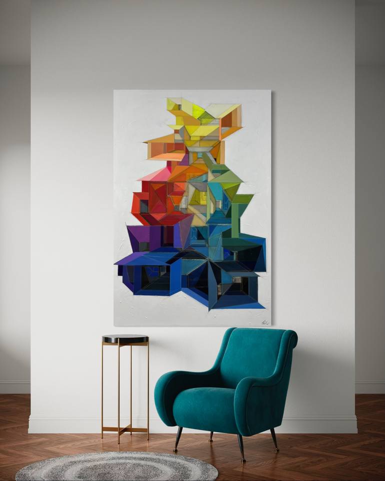 Original Abstract Architecture Painting by Annie Labbe