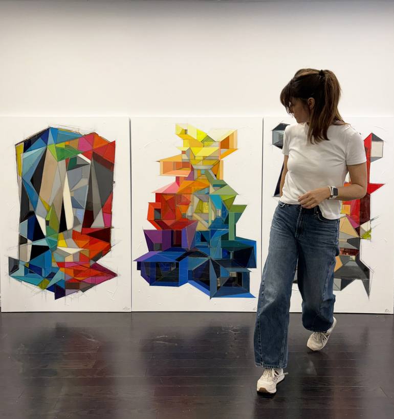 Original Abstract Architecture Painting by Annie Labbe