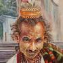 Close up view of the mendicant's face