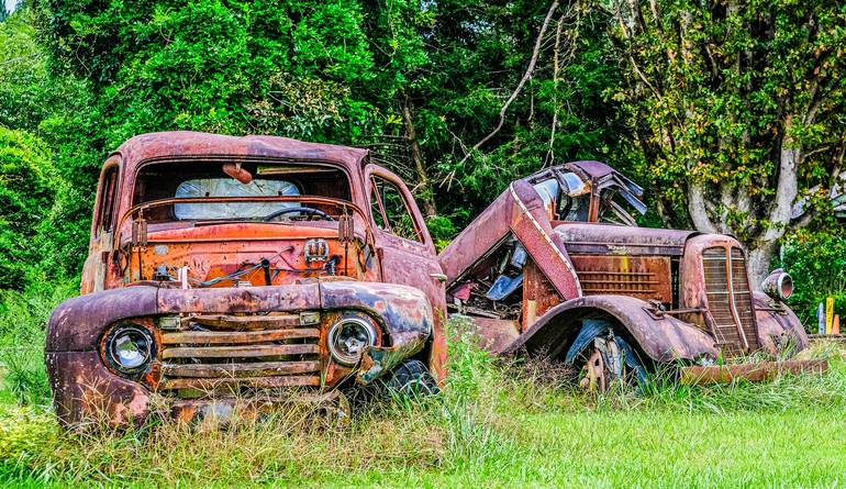 Two Old Rusty Trucks Photography by Darryl Brooks | Saatchi Art