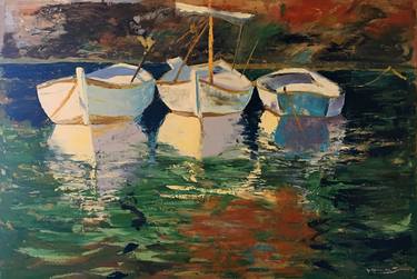 Original Boat Paintings by MariCarmen Suarez Benitez