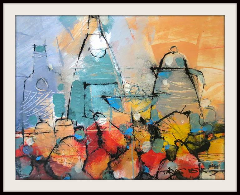 Original Abstract Still Life Painting by Eva Leskova