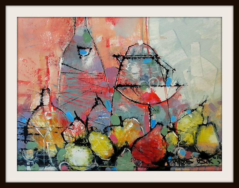 Original Abstract Still Life Painting by Eva Leskova