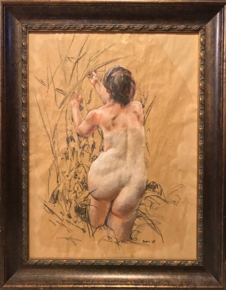 Original Figurative Nude Drawing by Daphne Cote