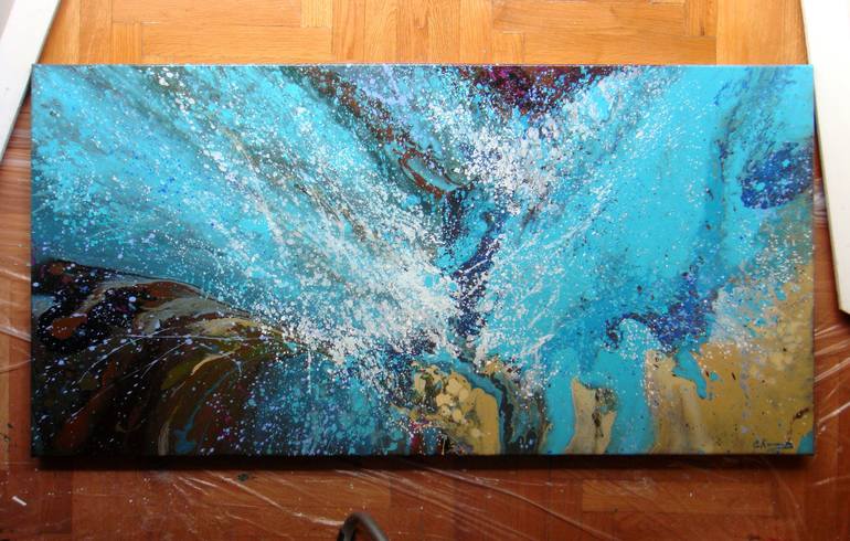 Original Abstract Seascape Painting by Irini Karpikioti