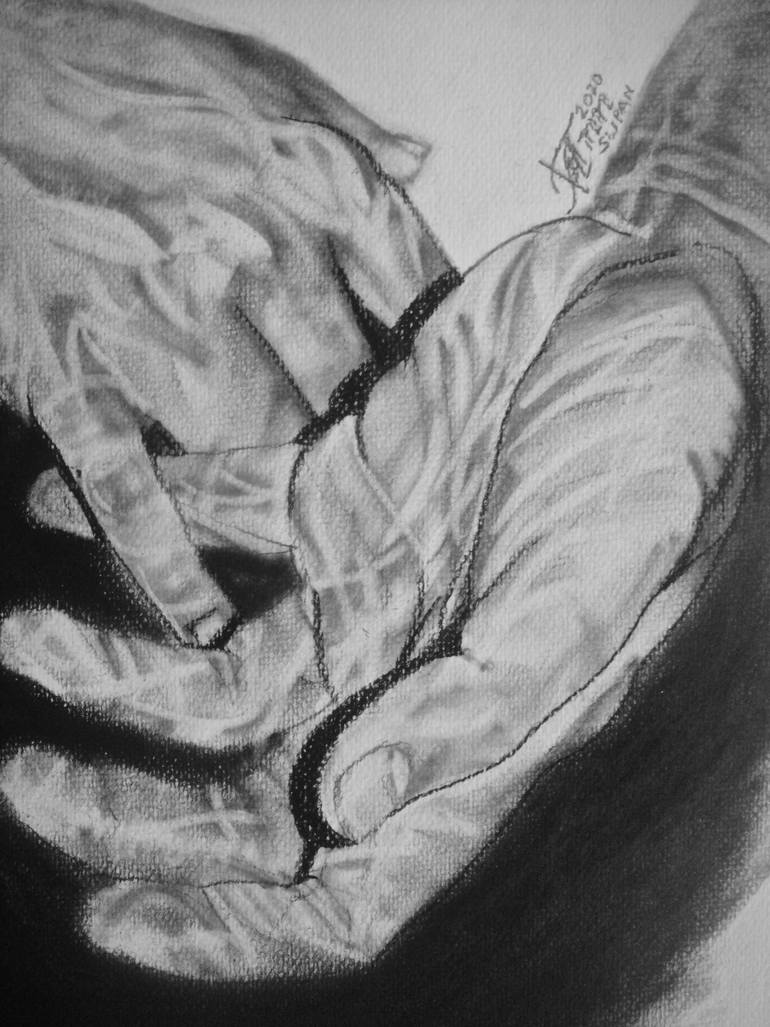 Original Expressionism People Drawing by Ann Supan