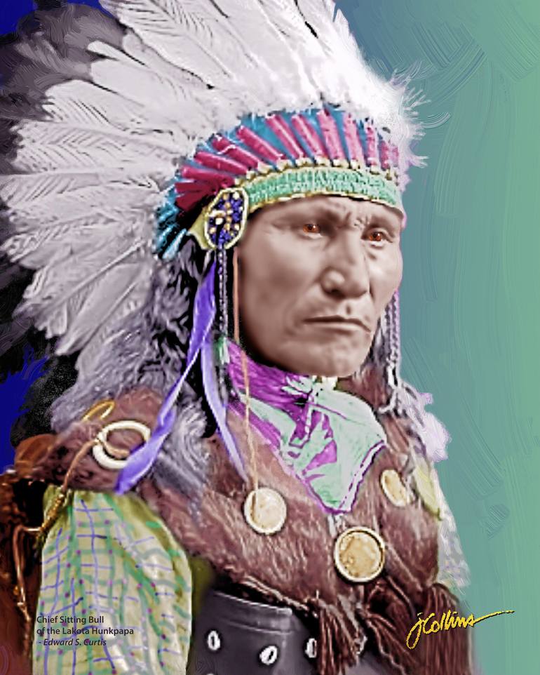 Hunkpapa Lakota Sioux Chief Sitting Bull In War Bonnet New Media By James Collins Saatchi Art