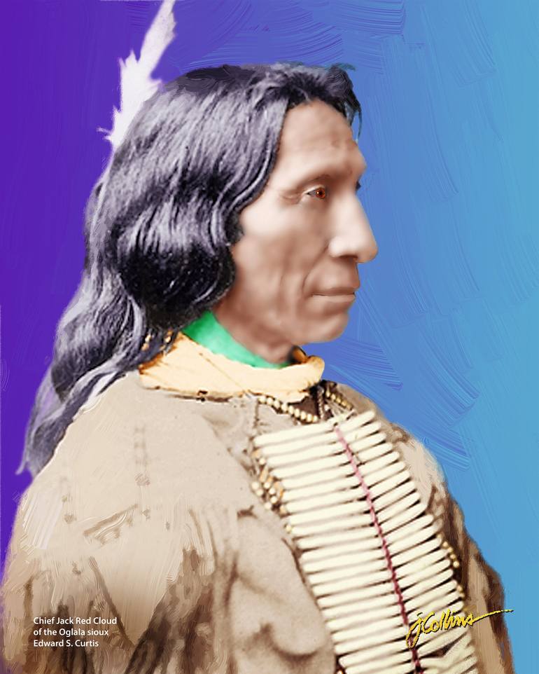 Oglala Lakota Sioux Chief Jack Red Cloud Color Profile - 