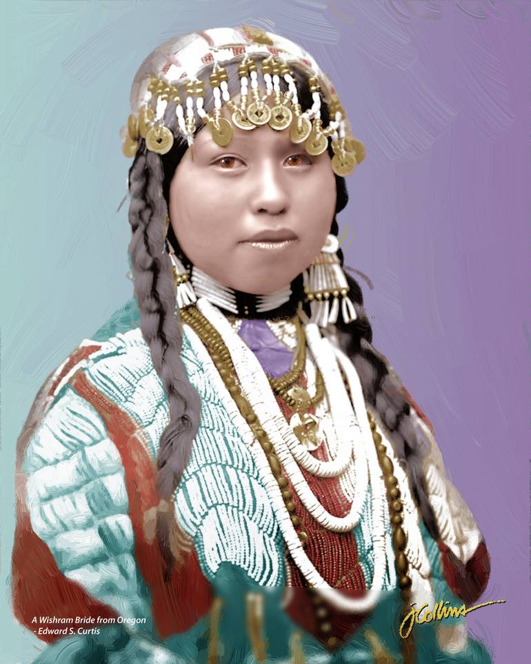 From the Wishram Tribe, a Portrait of a Young Bride in her Ceremonial