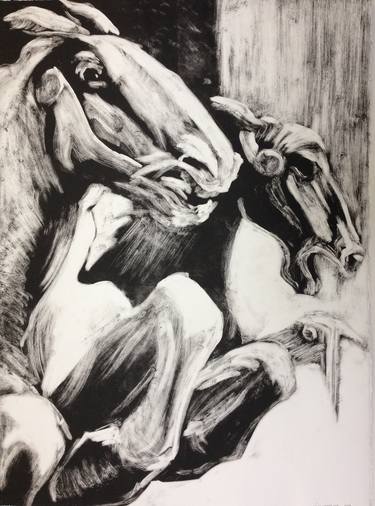Original Expressionism Horse Printmaking by Helen Cox