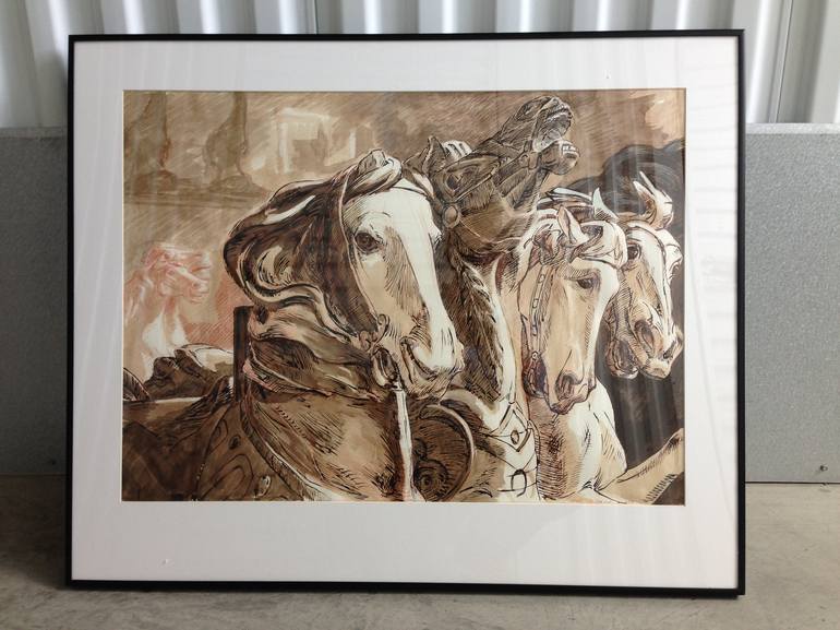 Original Fine Art Horse Drawing by Helen Cox