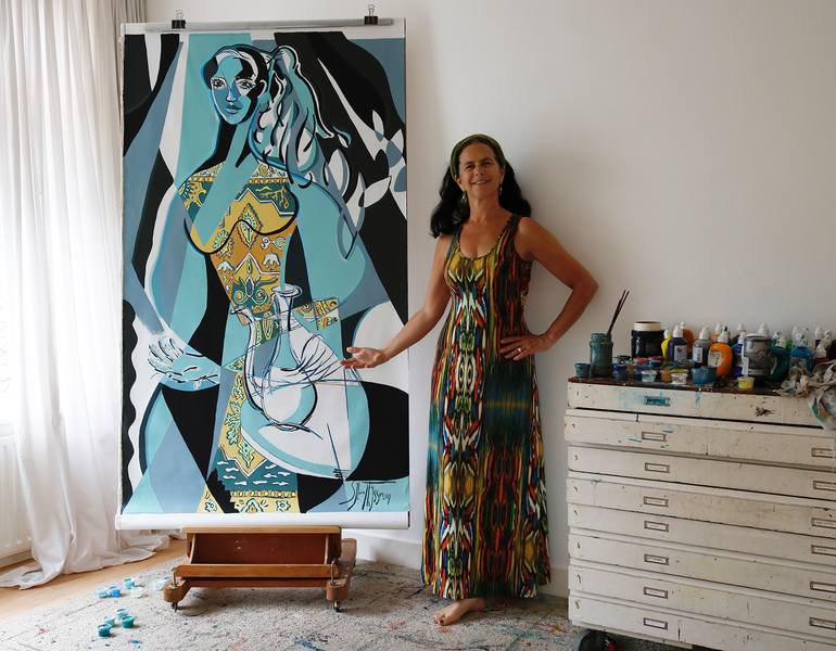 Original Cubism Women Painting by Sylvia Thijssen