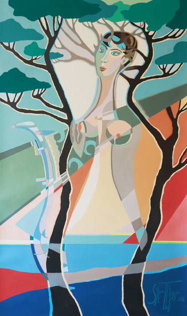 Original Art Deco Tree Paintings by Sylvia Thijssen