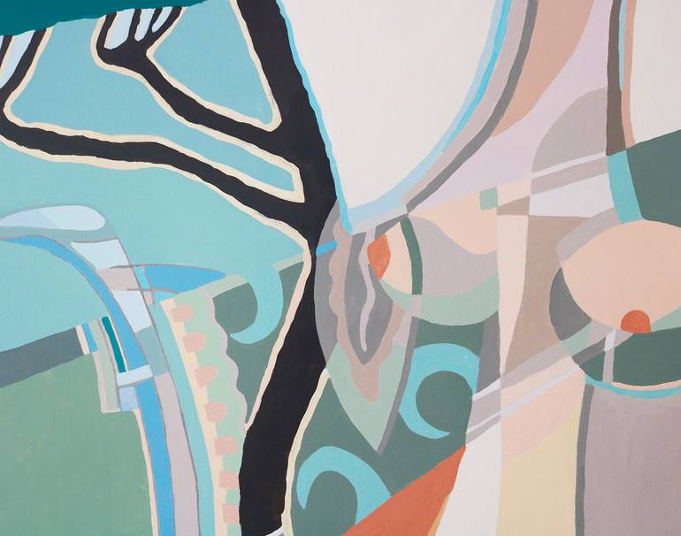 Original Art Deco Landscape Painting by Sylvia Thijssen