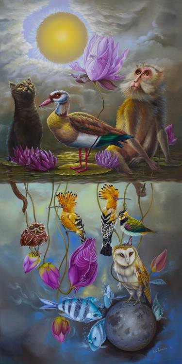 Original Surrealism Animal Painting by Yulia Pustoshkina