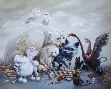 Original Surrealism Animal Paintings by Yulia Pustoshkina