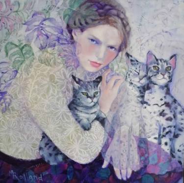 Original Cats Paintings by Mireille Rolland