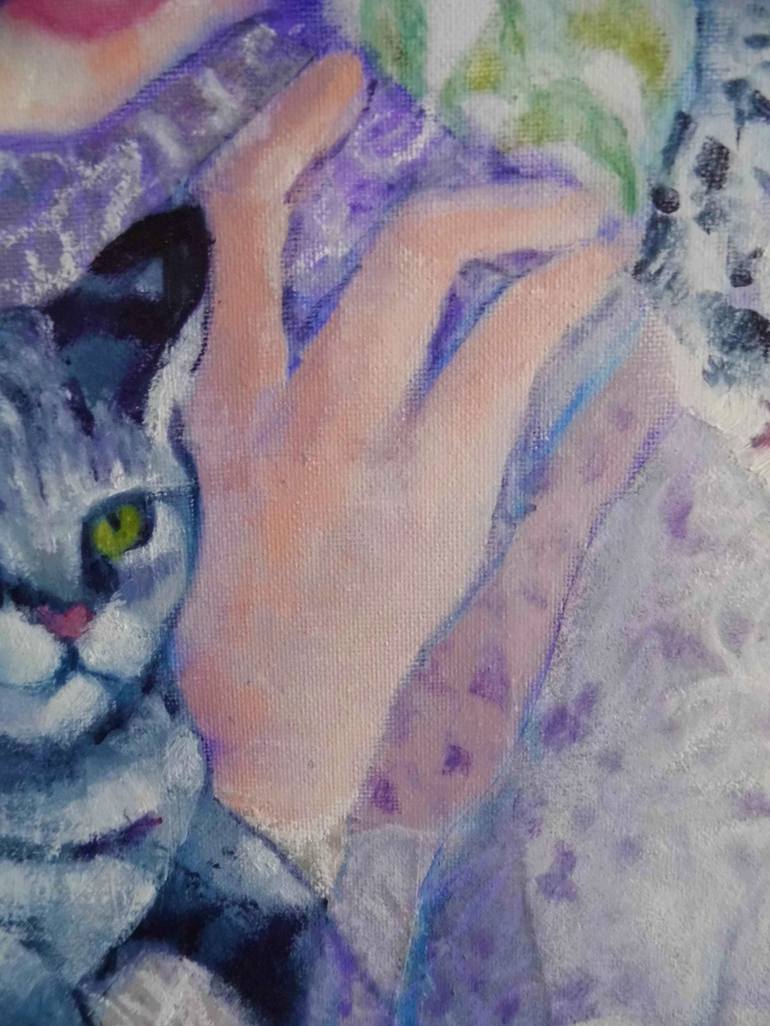 Original Cats Painting by Mireille Rolland